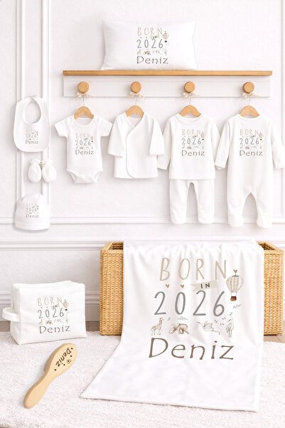 Sitilin Born in 2026 %100 Pamuk Organik İsim Baskılı Yenidoğan Hastane Çıkışı...