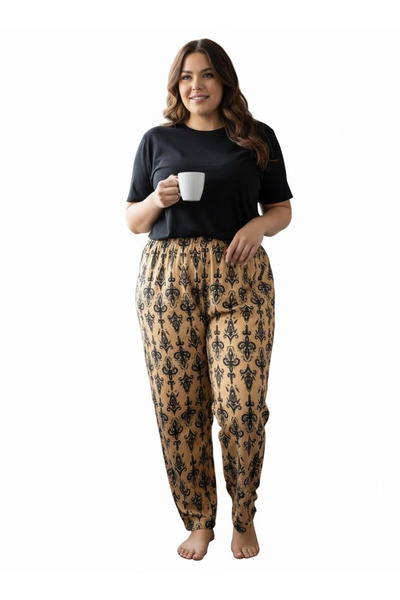 BİLGENS BUTİK Women's Spring Summer Season Plus Size Karin Fabric Authentic P...