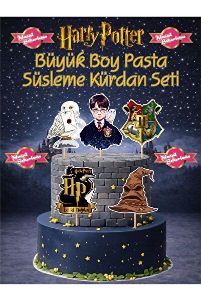 Masal Şekerleme Harry Potter Büyük Boy Özel Kesimli Pasta Süsleme Kürdan Seti...
