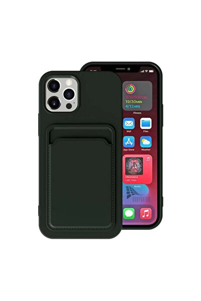 HANPORIUM حافظة سيليكون متوافقة مع هاتف آيفون 12 مع حامل للبطاقات وغطاء مرن ل...