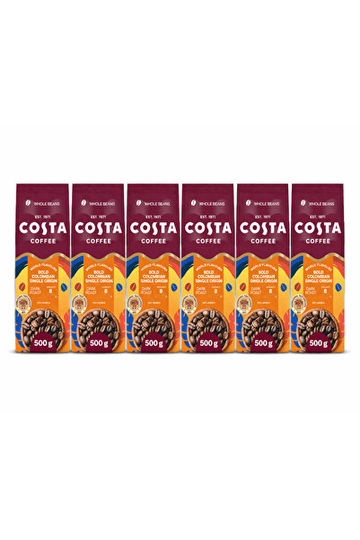Costa 6 x Boabe de cafea Bold Columbia Prăjite 500 g