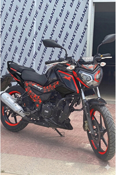 Banxtre TVS Raider için Kırmızı Renk 78 Parça Komple Motor Sticker Seti (BXT0...