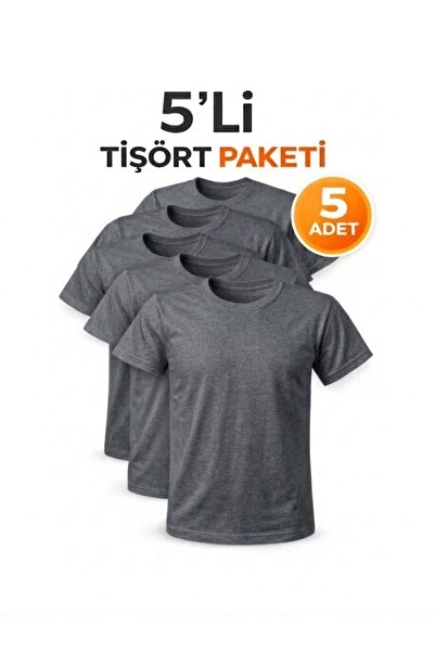 SİBELİZE Unisex Plain Unprinted Five-Pack Compact Oversize T-Shirt