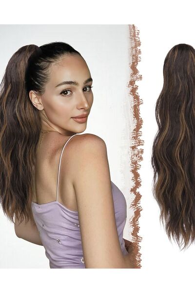 Dotail Extensii de păr Feshfen, cu clips, ondulate, 50 cm, fibră sintetică, c...