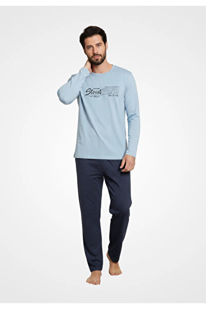 Ercan Men's padded pajamas, long-sleeved blouse and long pants