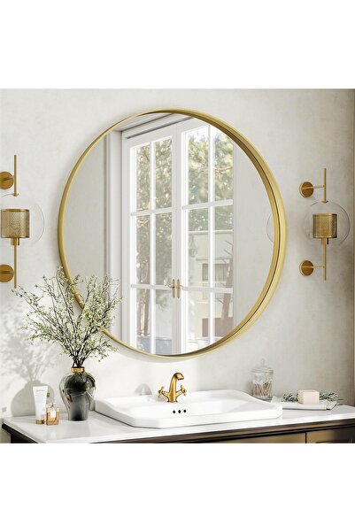 Dotail Καθρέφτης τοίχου στρογγυλός Koonmi, 81 εκ., μεταλλικό πλαίσιο βάθους 3...