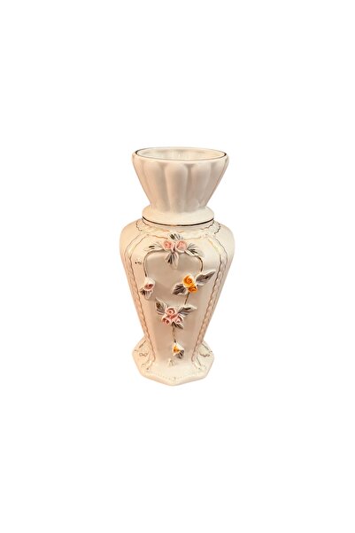 tayfuntufan European Production Porcelain Vase with Flower Motif on Porcelain...
