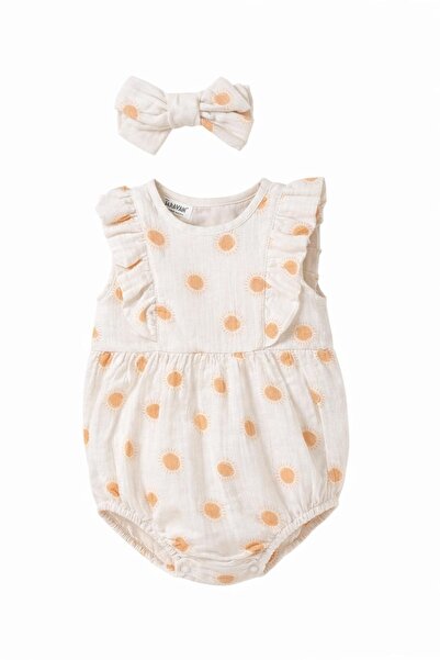 ASİLA Sun Printed Bandana Snap Fastener Baby Girl Bodysuit