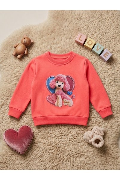 MUBA KIDS Sevimli Fino Köpekçik Baskılı %100 Pamuklu İçi Polarlı Mevsimlik Sw...