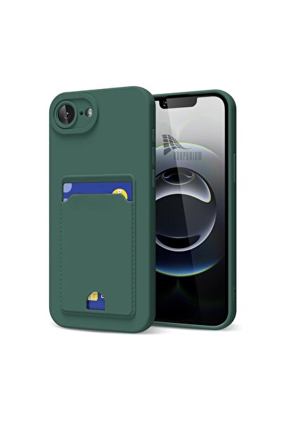 HANPORIUM حافظة سيليكون متوافقة مع iPhone 17E مع حامل للبطاقات وغطاء مرن بلون...