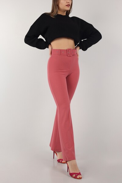 mj style Women's Belted Spanish Flare High Waist Trousers