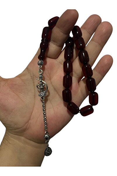 Trikala Premium Ottoman Inspired Crimped Fire Amber Mascot Prayer Beads 16X11 mm