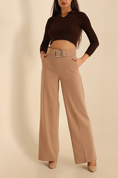 mj style Women's Belted Palazzo High Waist Spanish Flare Pants
