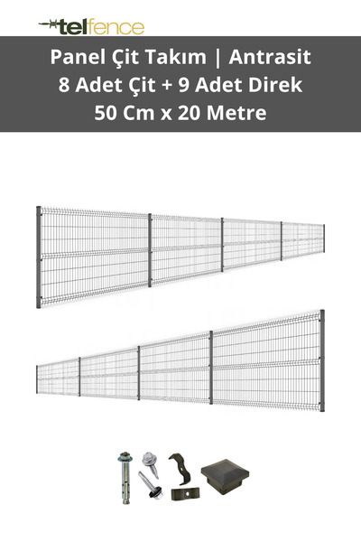 Telfence Panel Çit Takımı 20 Metre ( 8 Çit + 11 Direk ) Avantaj Paketi Bahçe ...