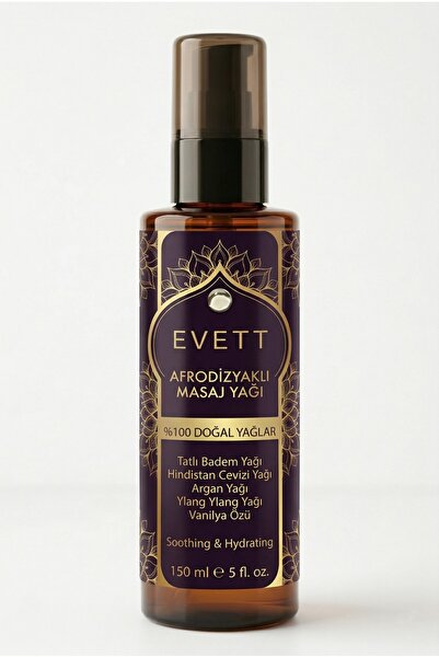 EVETT A'frodizyak Etkili Vanilya Kokulu Masaj Yağı – Badem, Argan ve Ylang Yl...