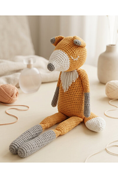 boomrang Uyku Arkadaşı El Örmesi Amigurumi Tilki – Organik ve Güvenli Oyun