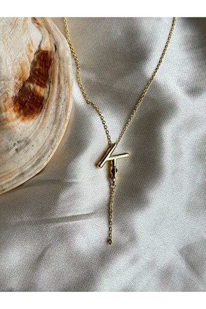 lotusbybuket Stainless Steel Gold K Letter Low-Cut Necklace