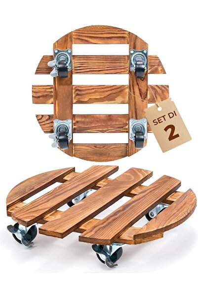 Dotail Set de 2 suporturi rotunde pentru plante Bamworld cu roți, 360 °   Roț...