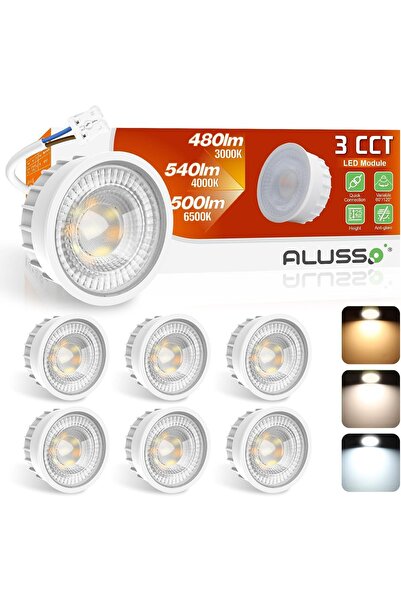 Dotail Set of 6 ALUSSO LIGHTING recessed LED spotlights, 6W, 3 color temperat...