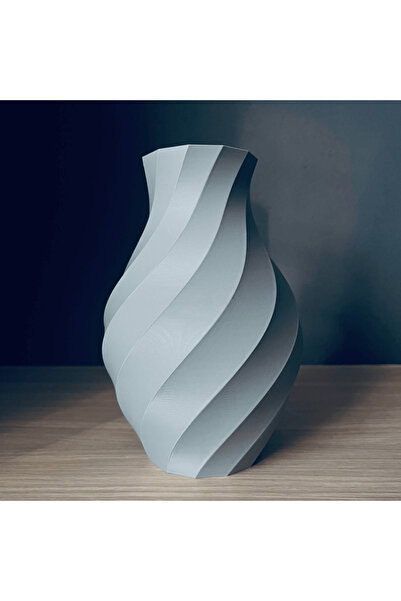 OEM Grey decorative vase with spiral design, 20 cm, modern minimalist style