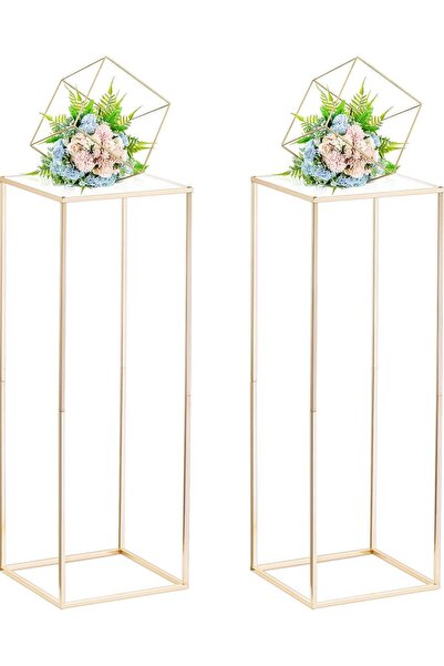 Dotail Σετ 2 βάσεων λουλουδιών NUPTIO, 80 εκ., ακρυλικό πάνελ, μέταλλο, χρυσό...
