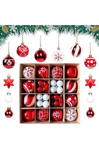 Dotail Set of 42 Christmas tree ornaments, 3 sizes (3 cm and 6 cm), durable p...