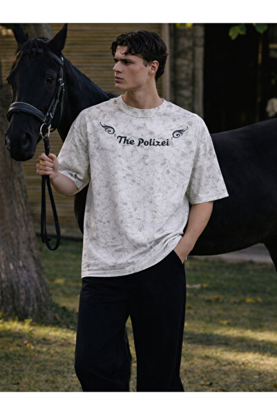 Chirkef Unisex Cream Oversize 100% Cotton Back and Front Printed Crew Neck St...