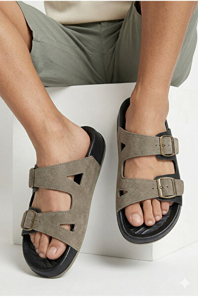 StWenn Men's Double Buckle Daily Slippers Orthopedic Sole Lightweight Comfort...