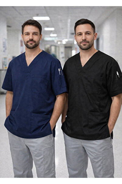 mirach Σετ 2 τεμαχίων Ανδρικές ιατρικές στολές σε μπλε ναυτικό και μαύρο χρώμ...