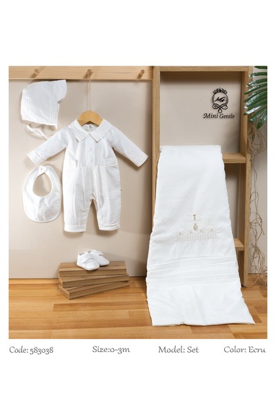 Baby shine طقم استقبال ولادي 100% من قطن البيكل الفاخر-5 قطع (تاج الملك)