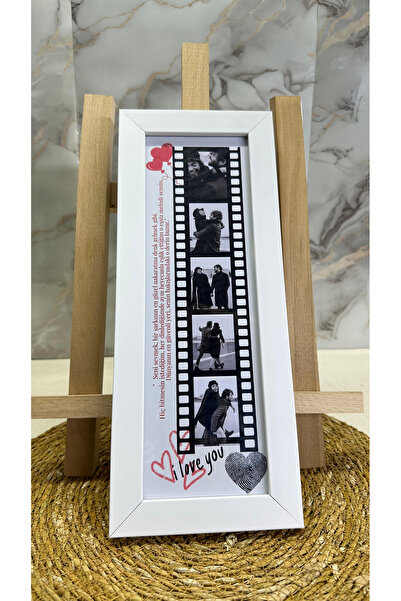 Atelier Baskı Kişiye Özel Fotoğraflı Film Şeridi Tasarımlı Beyaz Çerçeve - Se...