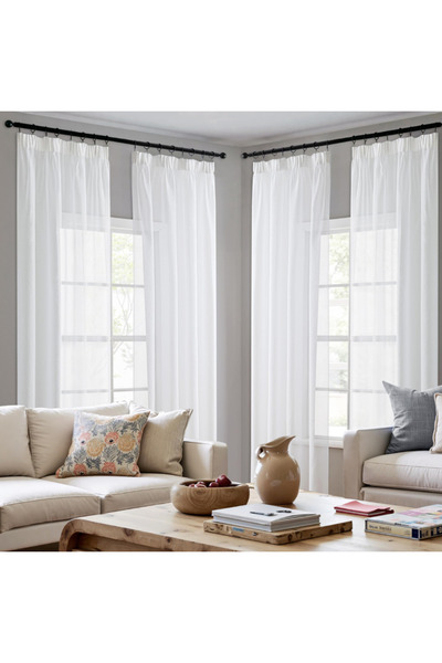 Dotail Set of 4 MIULEE curtains, sheer, 140 x 145 cm each, white voile, semi-...