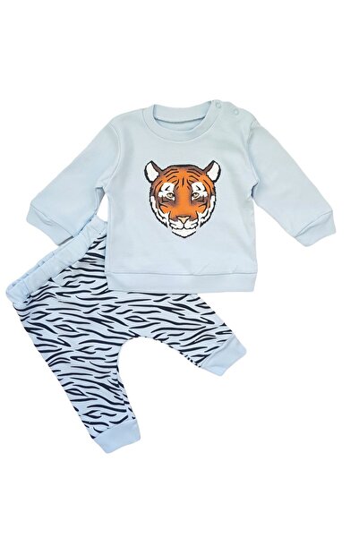 Miniworld Baby Set 2 piese pentru bebeluși din bumbac, model tigru, Bleu