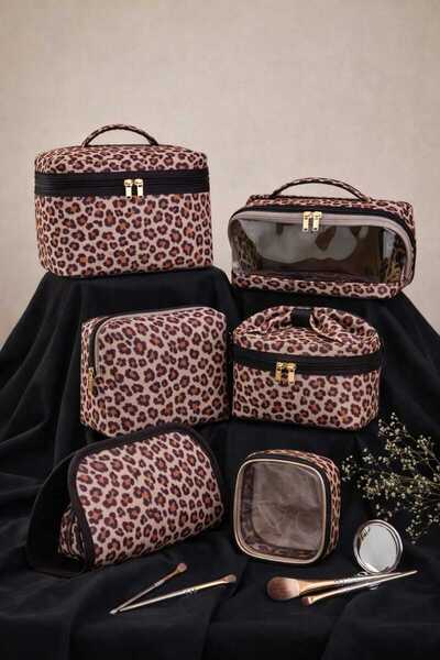 Lui Baby 6-Piece Makeup & Organizer Bag Set Stylish Textured Fabric, Zippered...