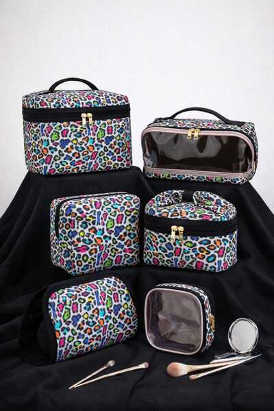 Lui Baby 6-Piece Makeup & Organizer Bag Set Stylish Textured Fabric, Zippered...