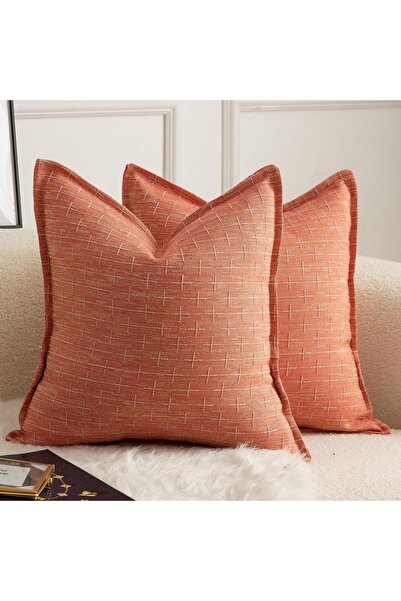 Dotail Set of 2 MANDIOO decorative pillowcases, woven design, 55 x 55 cm, lin...