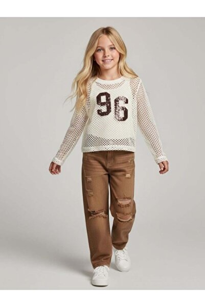 Zekids Σετ δύο τεμαχίων για κορίτσια: Διχτυωτή μπλούζα και εσωτερικό κορμάκι