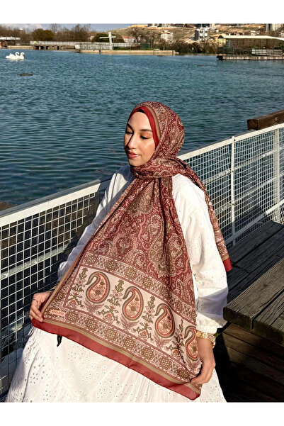 MetuCA Women's Burgundy Tile Ethnic Paisley Patterned Soft Textured Cotton So...