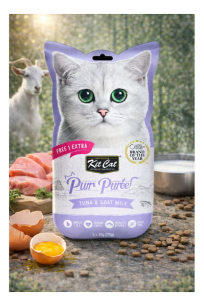 Kit Cat بور بوريه مكافآت القطط بالتونة وحليب الماعز 5 × 15 جرام (75 جرام)