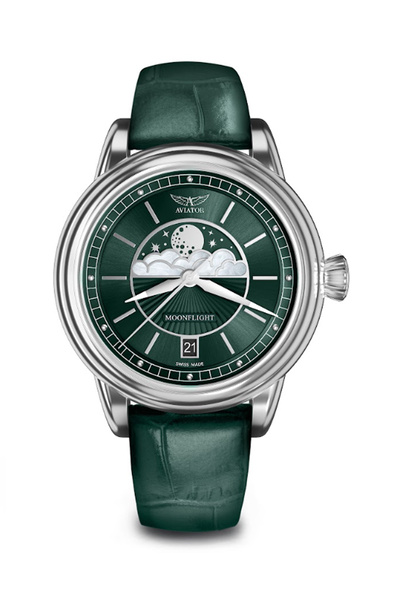 AVIATOR V.1.33.0.262.4 36 mm Women's Wristwatch with Green Leather Strap Sapp...