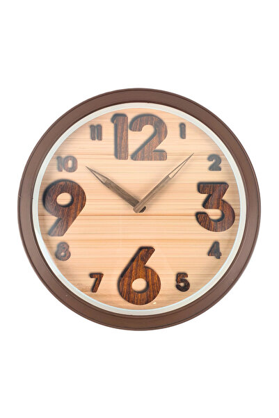 OEM Analog wall clock 30 cm, wood style, silent mechanism, AA battery
