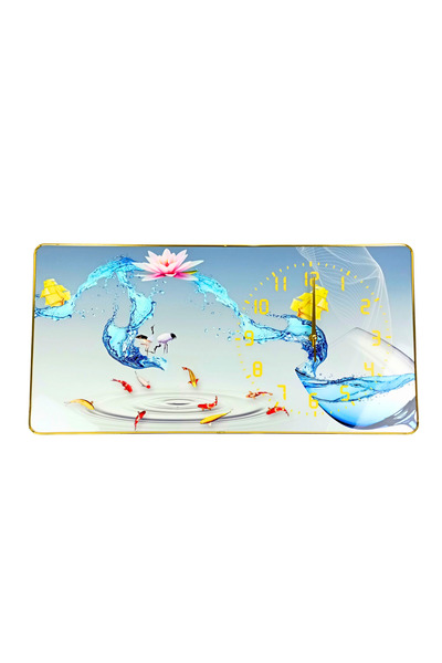 OEM Clock painting 60x30 cm, lotus and fish, silent mechanism