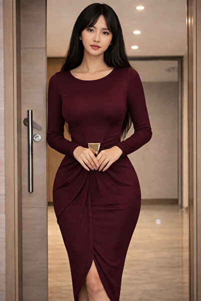 revan Boutique Very Stylish Barbie Burgundy Dress