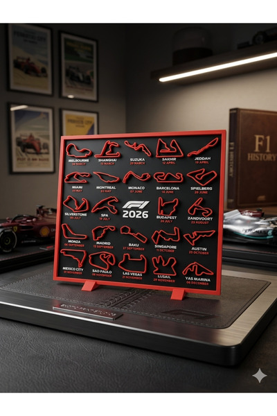 moto print F1 2026 Yarış Takvimi - 3D Baskı Dekoratif Pist Panosu - Formula 1...