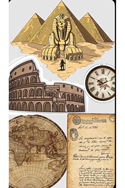 Limitless Design مجموعة ملصقات عتيقة للعالم والحضارات القديمة - الهرم، الكولو...