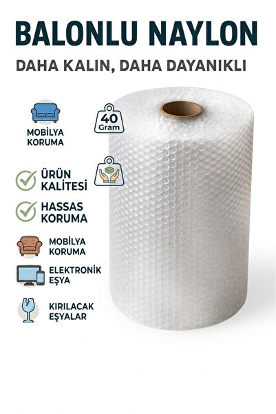 FKY 50cmx50mt Üç Katlı Kalın Balonlu Naylon Patpat Pıtpıt Ambalaj, Paketleme,...