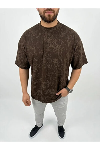 JANES Ανδρικό T-Shirt Premium OSY με απαλή υφή, πλενόμενο, oversized - Καφέ