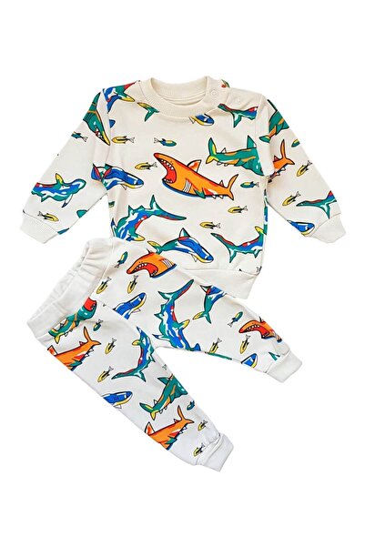 Miniworld Baby Set baieti casual din bumbac, imprimeu cu pestisori, Multicolor