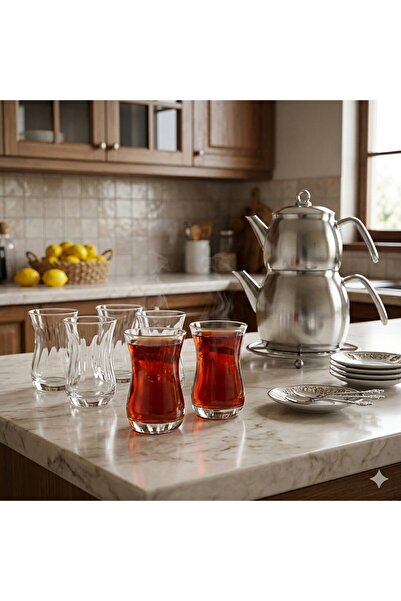 Paşabahçe 62511 Aida Tea Cup Set of 12 Tea Cups with Optics