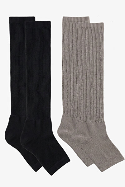 EFFE زوجان من الجوارب القطنية الممزوجة بدون أصابع ورفيعة وطويلة فوق الركبة